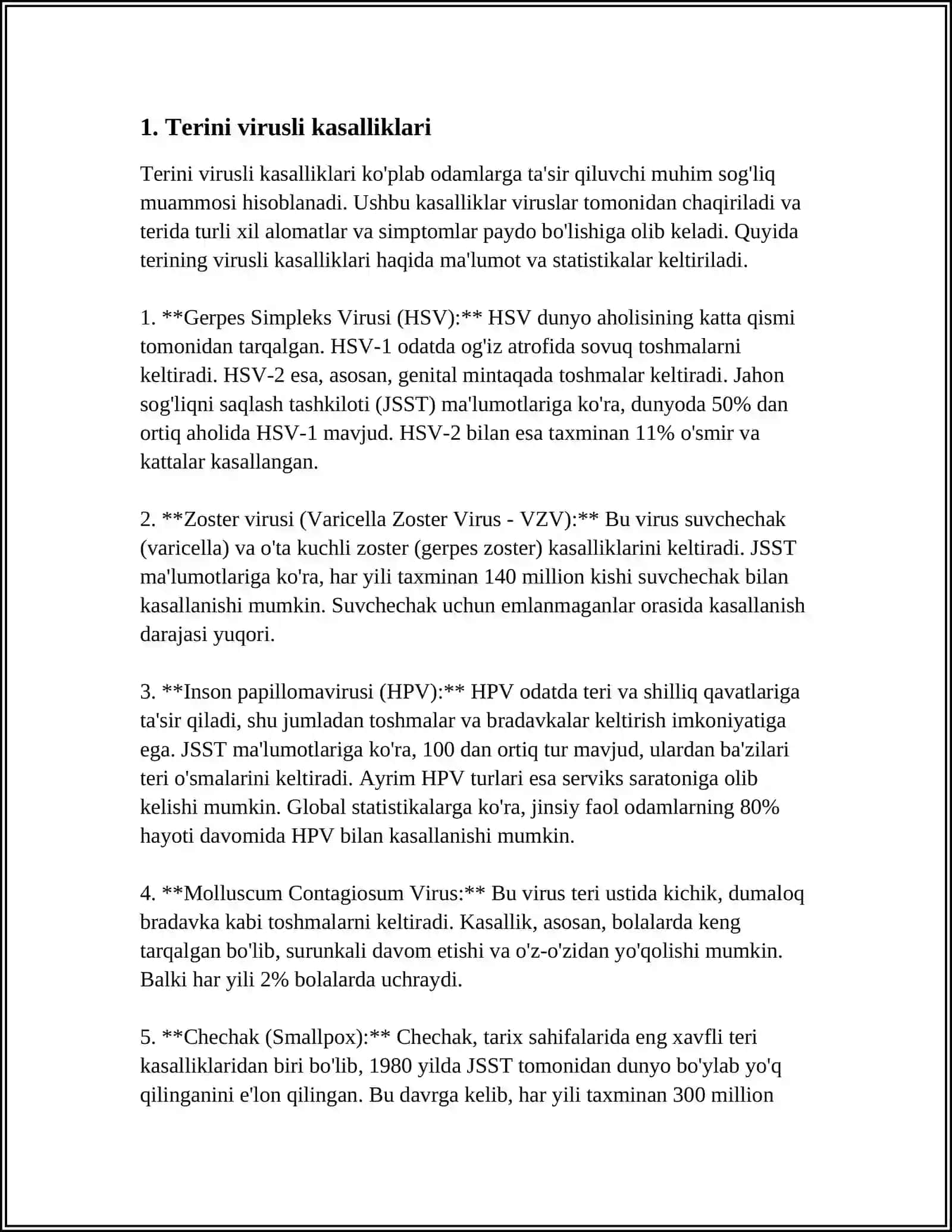 TERINI VIRUSLI KASALIKLLARNI KELTIRIB CHIQARUVCHI SABABLARI ULARNI QÕZĞATUVCHISI VA TURLARI SÕGAL TURLARINI AJRATISH BOĞCHA VA MAKTAB YOSHDAGI BOLARDA MOLLYUSKLARNI OLDINI OLISH 4