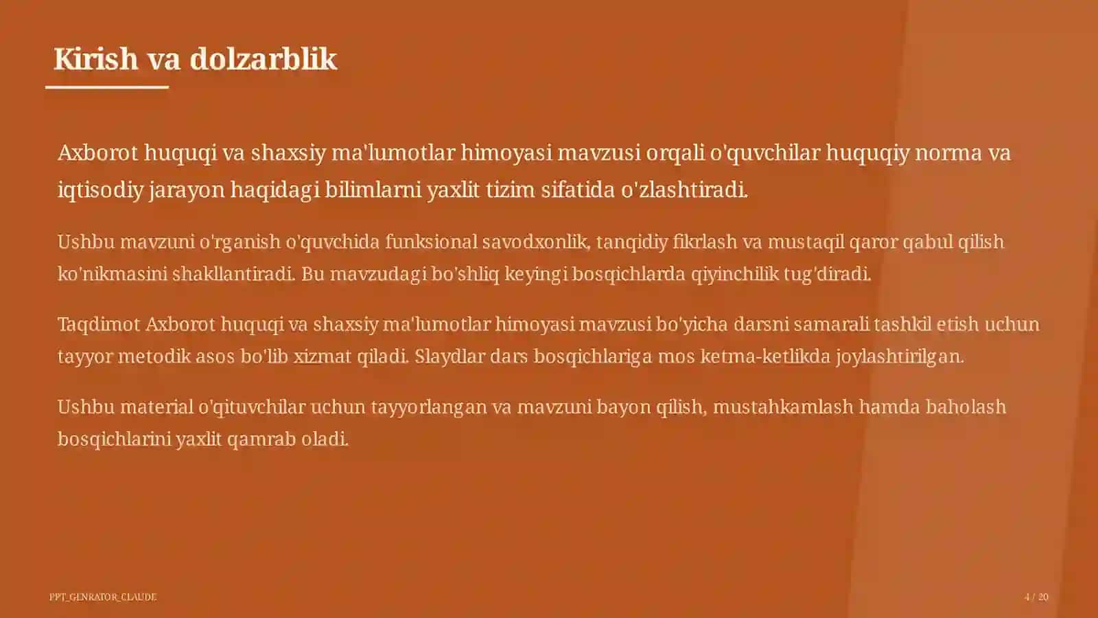 Axborot huquqi va shaxsiy ma'lumotlar himoyasi (11-sinf) 4