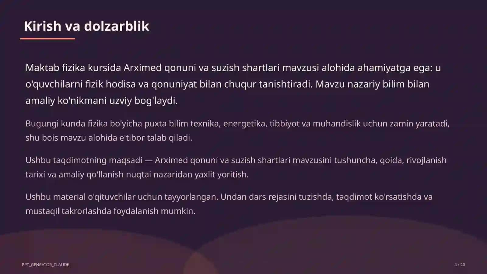 Arximed qonuni va suzish shartlari (7-sinf) 4