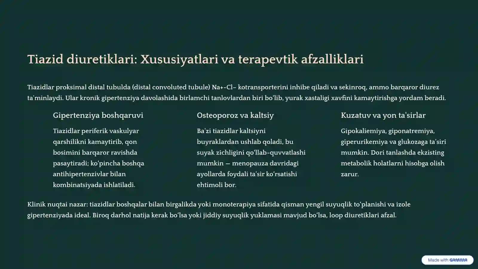 Diuretiklar: Umumiy tushunchalar va ahamiyati 4