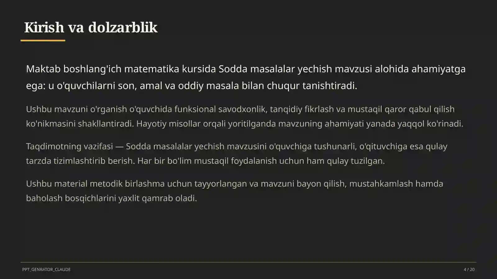 Sodda masalalar yechish (1-sinf) 4
