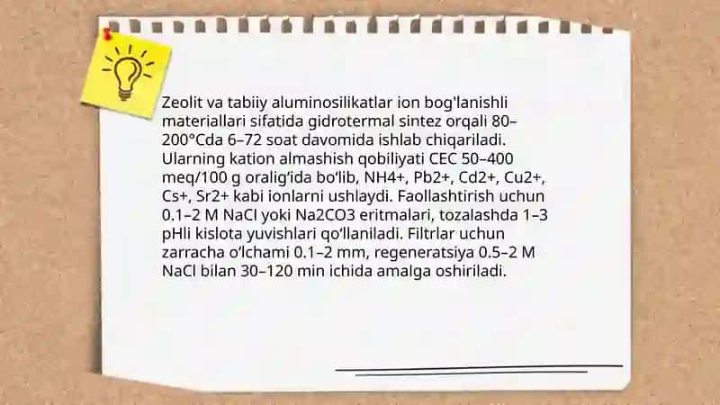 tuproq va suvdagi ion boglanish boglanishli birikmalar va ularni tozalash usallari ishlab chiqarish 4