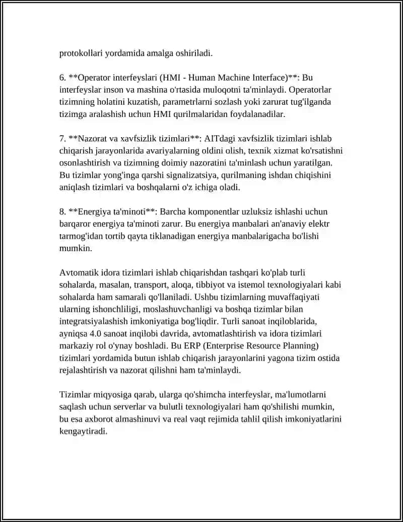 ULARNING KLASSIFIKATSIYASI VA AVTOMATIK IDORA QILISH SISTEMALARI ELEMENTLARI 4
