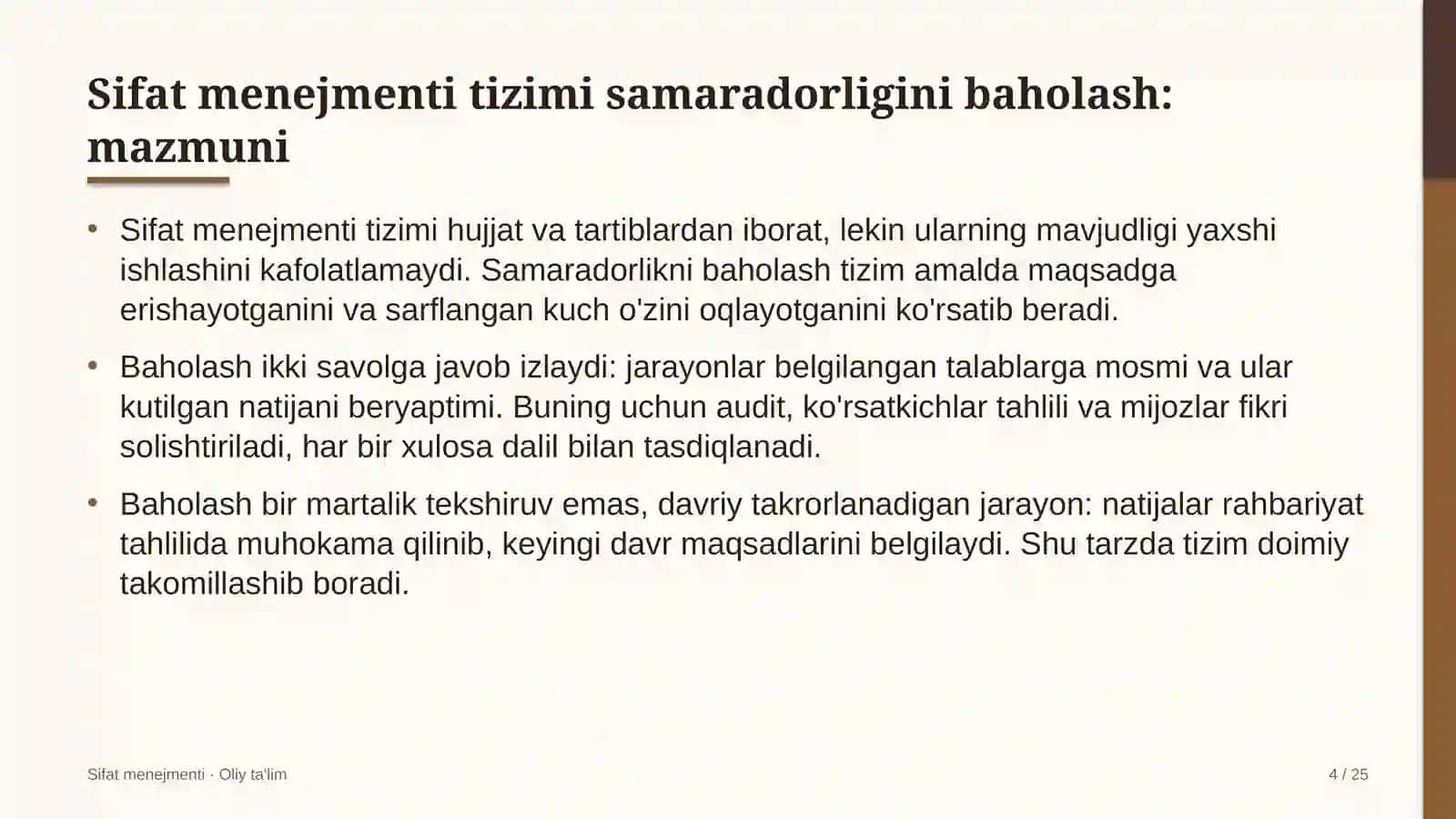 Bolalar sog'lomlashtirish oromgohlarida sifat menejmenti tizimi samaradorligini baholash 4