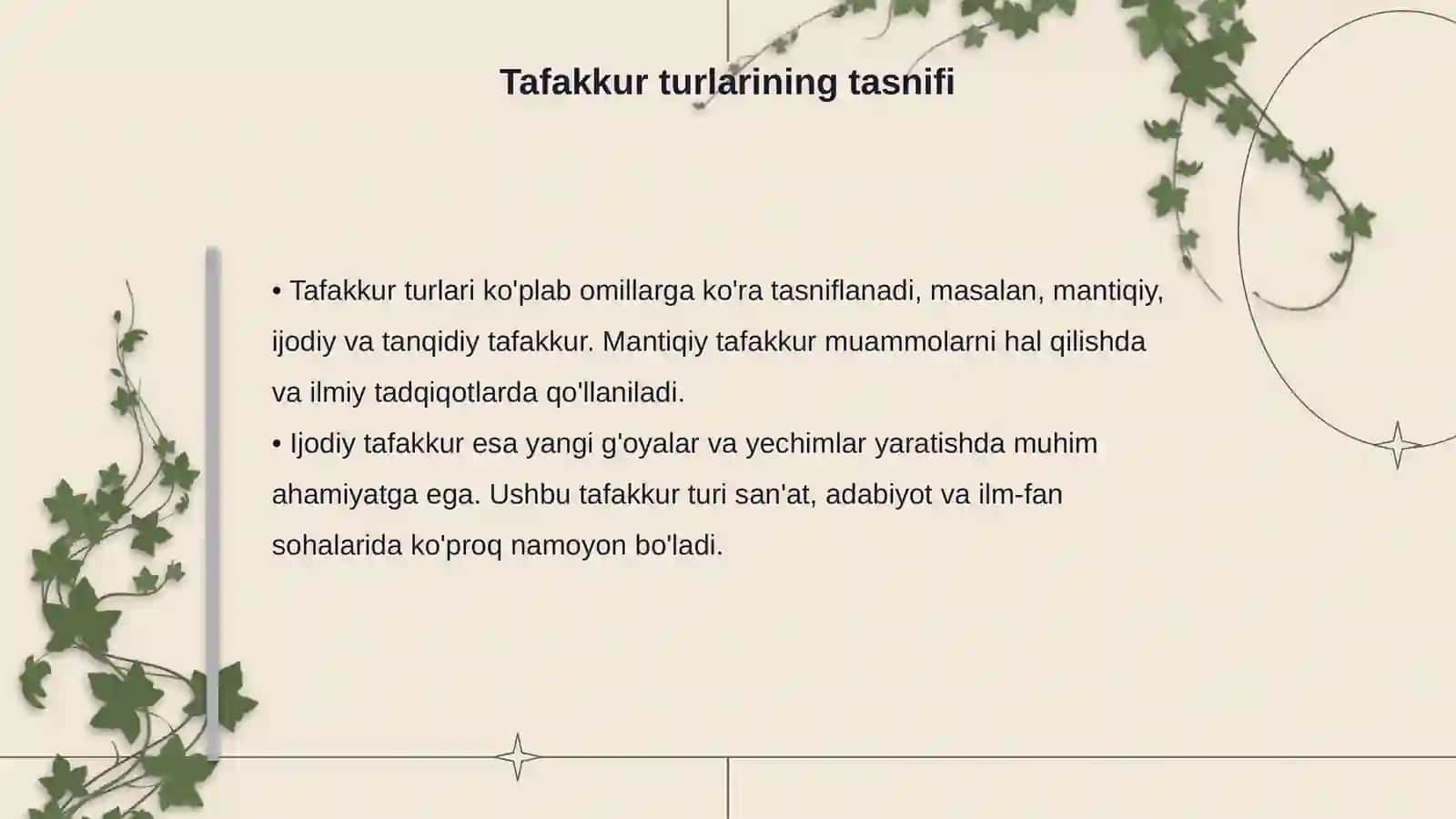 Tafakkur turlari va ularning rivojlanishi 4