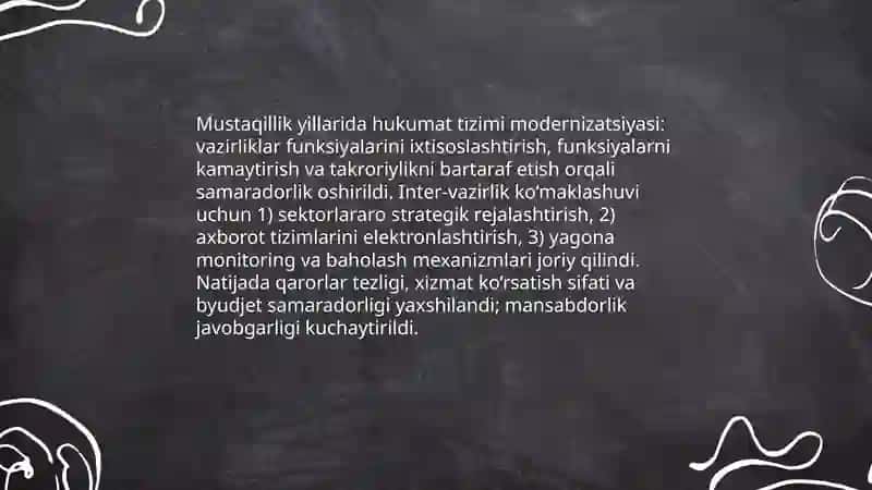 Mustaqillik Yillarida Davlat Boshqaruvi Tizimida Amalga Oshirilgan Islohotlar 4