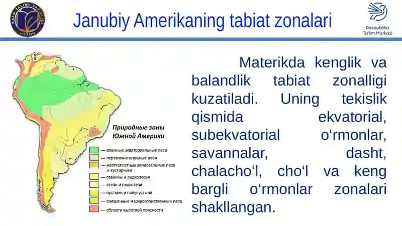 JANUBIY AMERIKANING TABIAT ZONALARI VA BALANDLIK MINTAQALARI 4