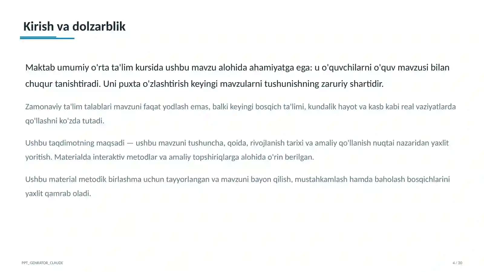 Dolzarb mavzular — maktab va o'qituvchilar (2026) 4
