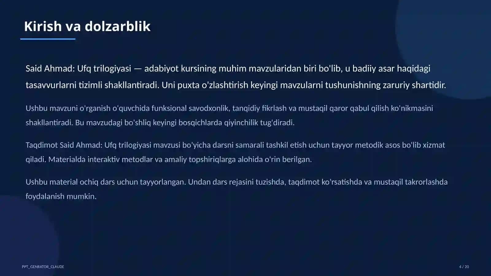 Said Ahmad: Ufq trilogiyasi (11-sinf) 4