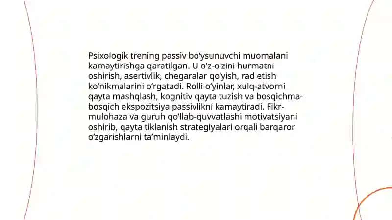 Psixologik treningning muomolarga boʻlgan munosabati 4