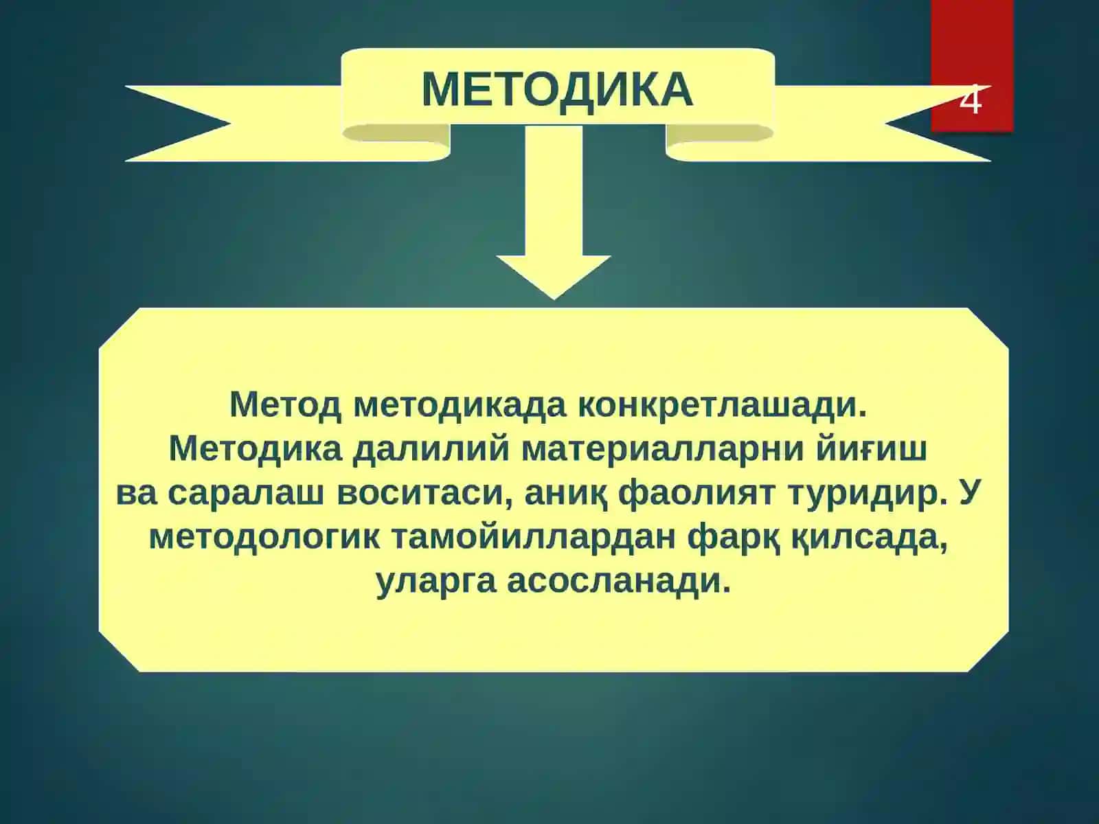 Метод ва методология:асосийтушунчалар 4