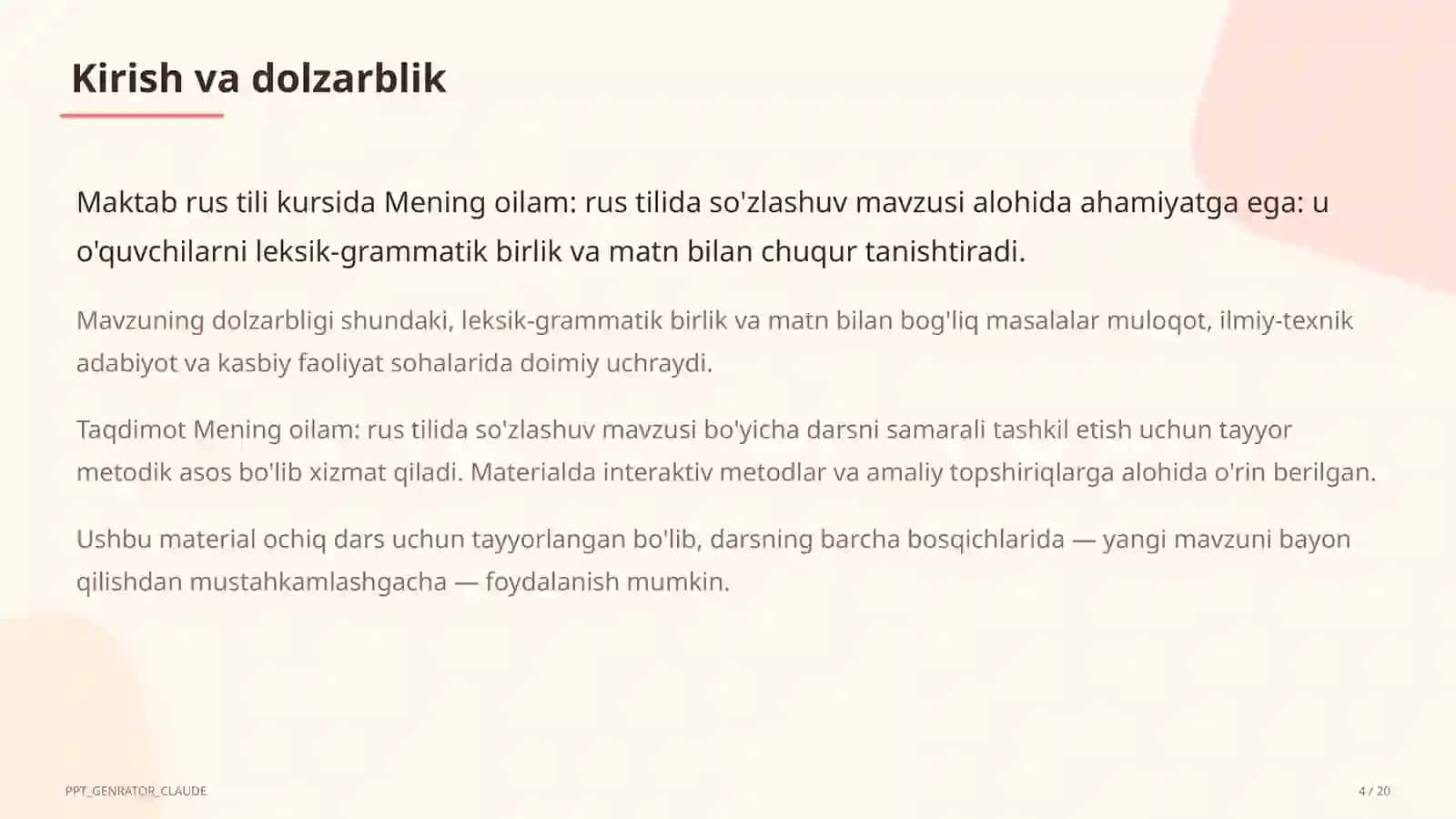 Mening oilam: rus tilida so'zlashuv (3-sinf) 4