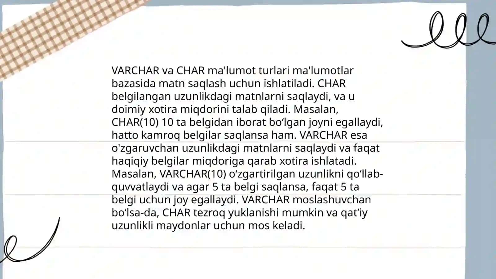 SQL Tilida Ma'lumot Toifalari 4