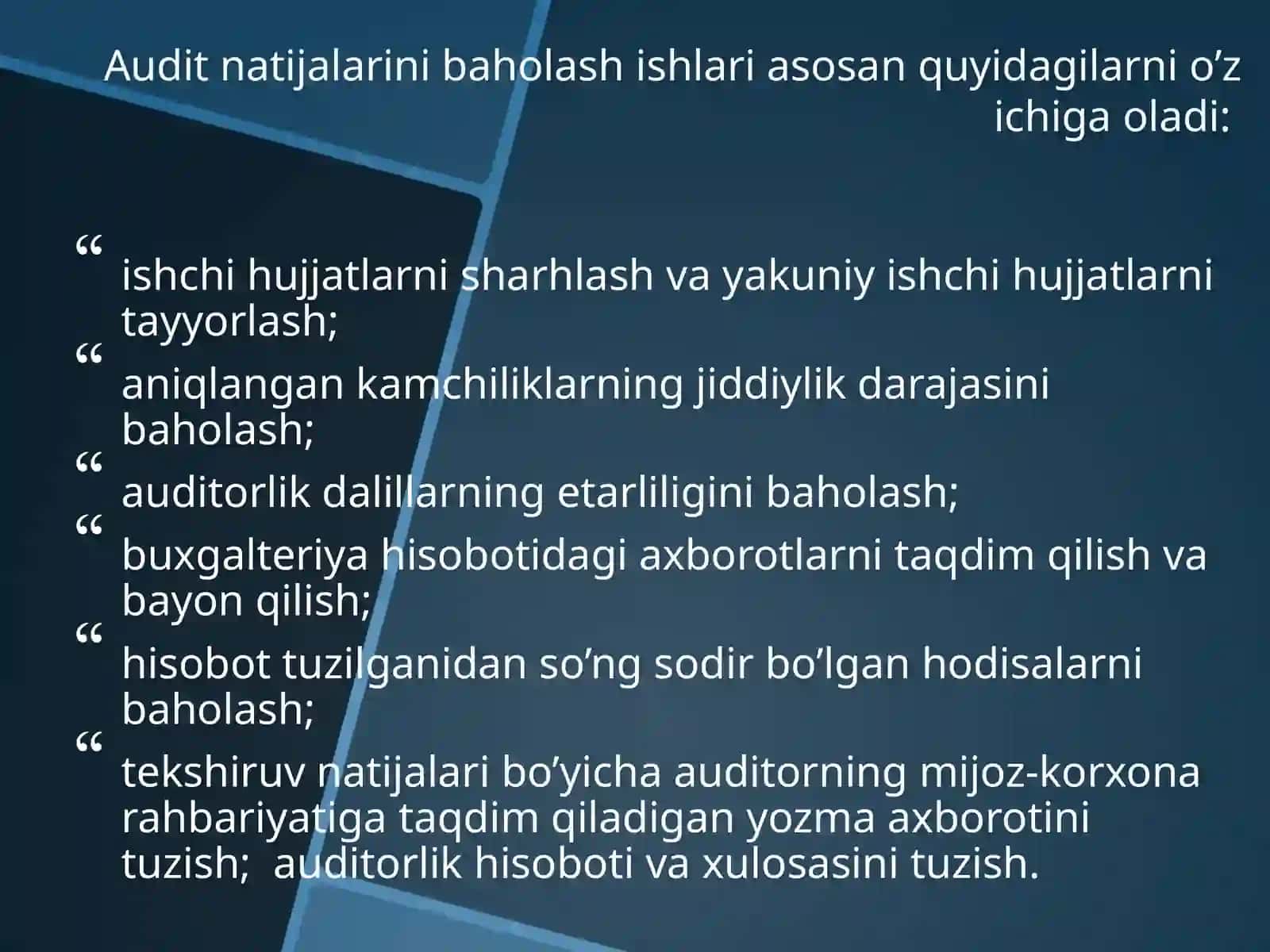 Auditorlik tekshiruvining yakuniy bosqichi 4