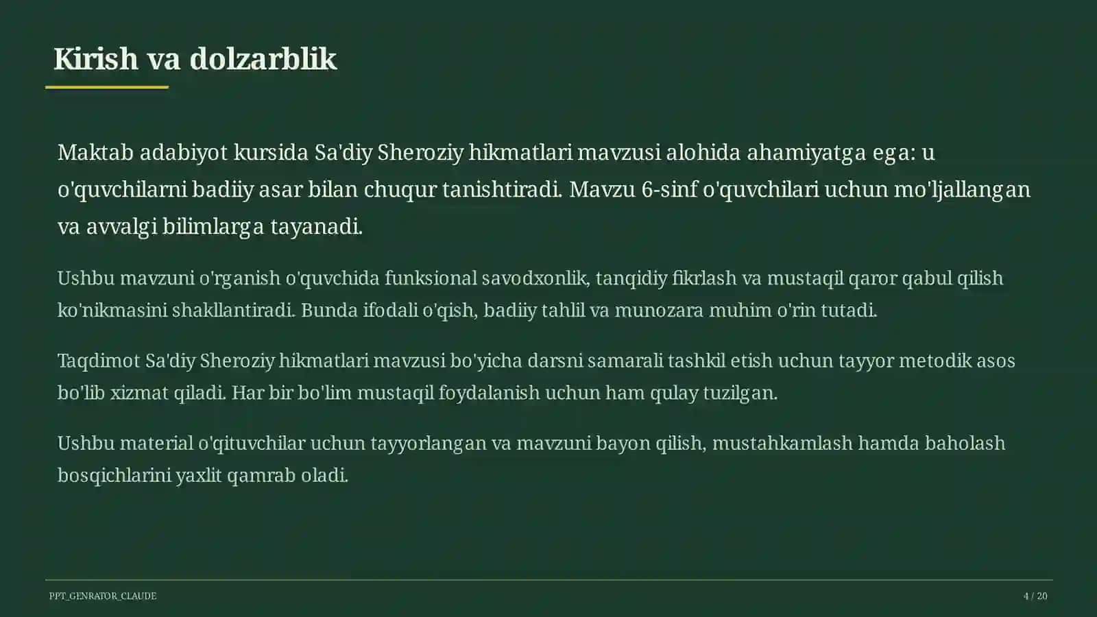 Sa'diy Sheroziy hikmatlari (6-sinf) 4
