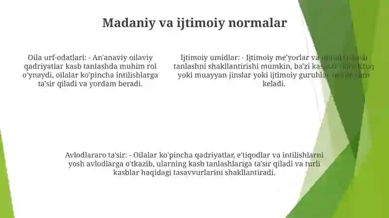Kasb Tanlashda Oilaviy An‘Analar 4