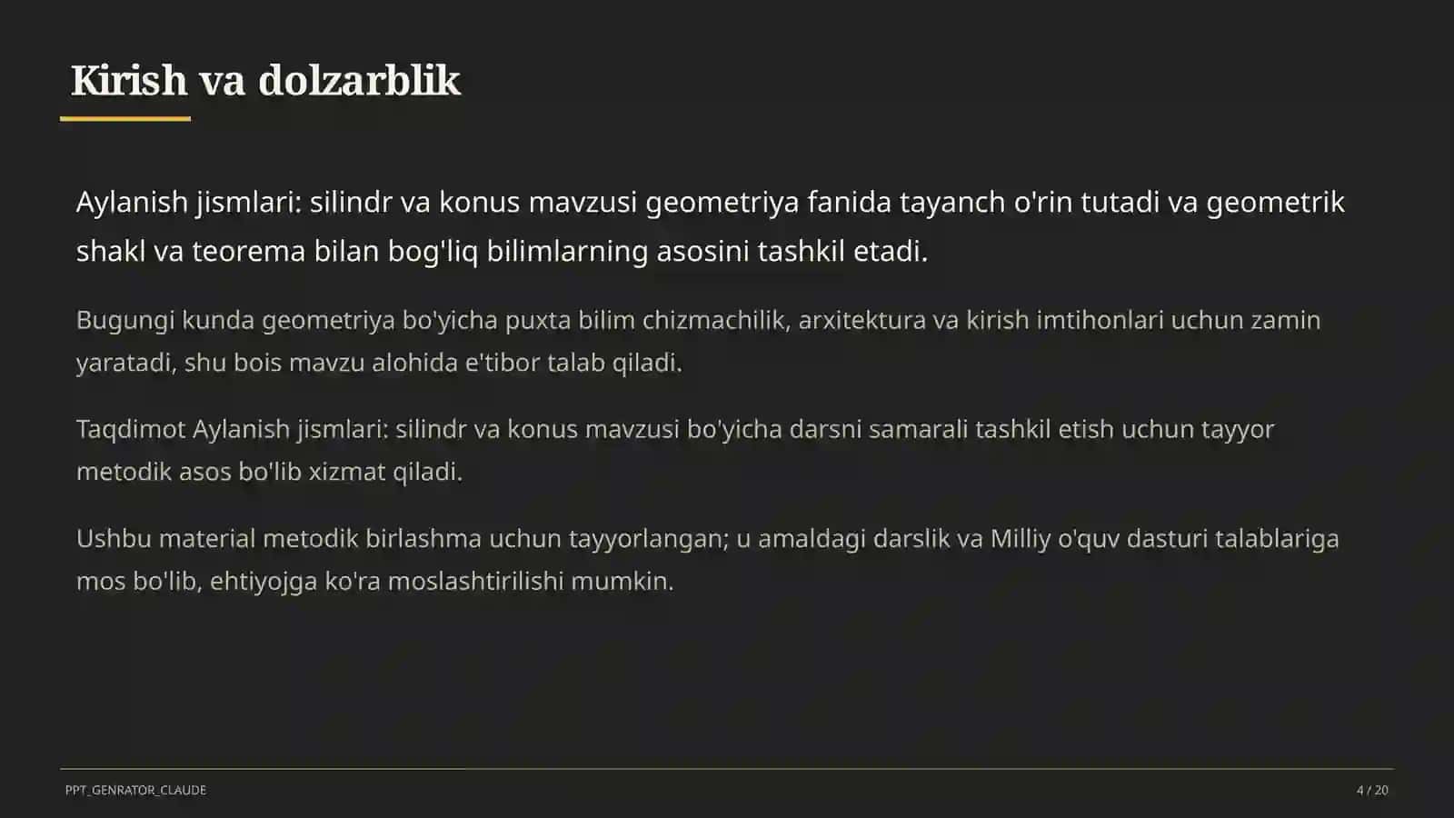 Aylanish jismlari: silindr va konus (11-sinf) 4