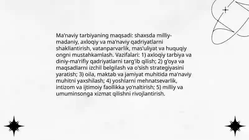 Ma'naviy -ma'rifiy va tarbiyaviy faoliyatning mohiyati va asosiy yoʻnalishlari 4