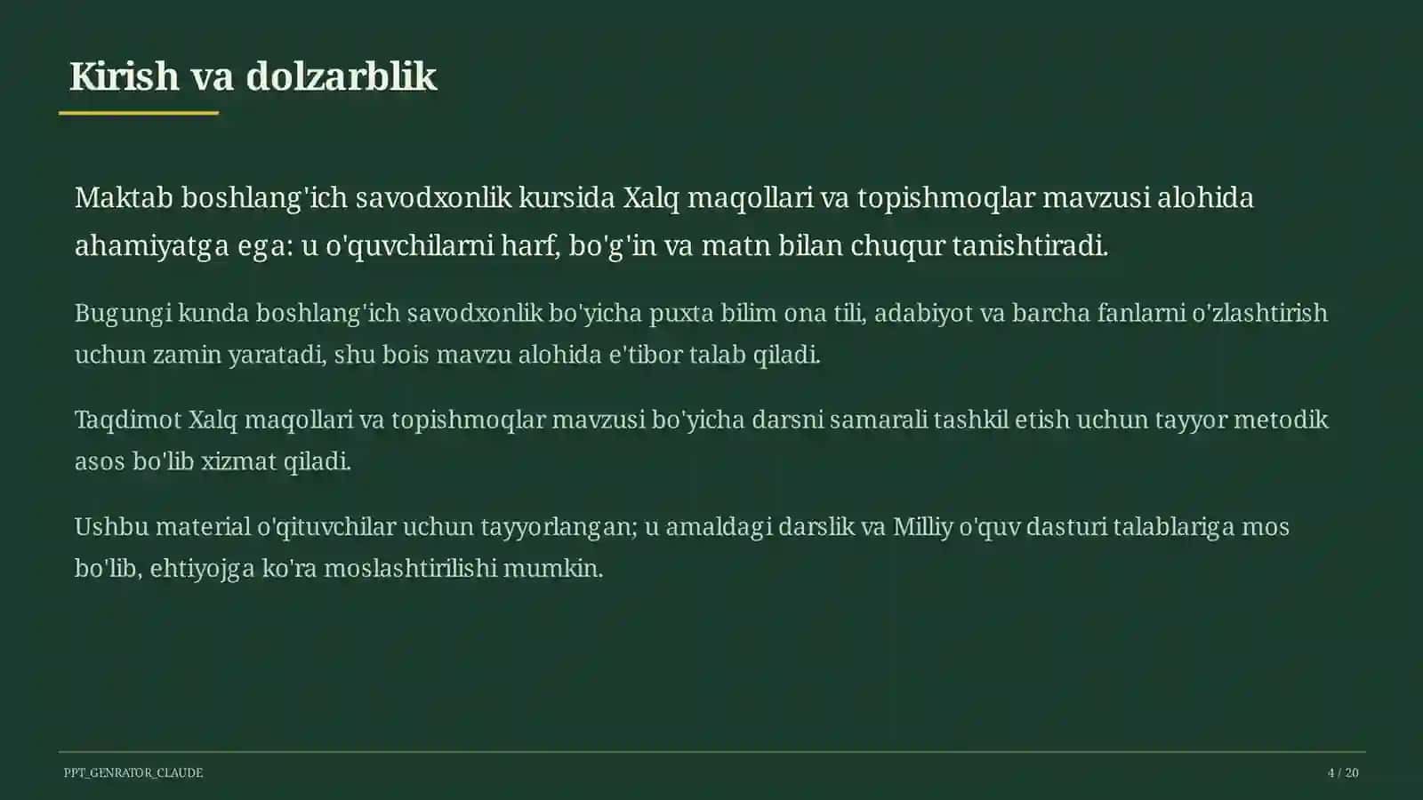 Xalq maqollari va topishmoqlar (2-sinf) 4