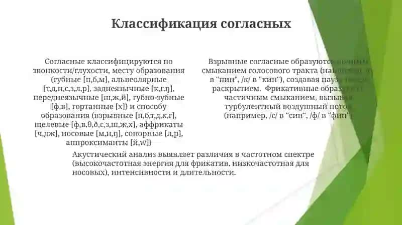 Согласные звуки, их артикуляционные и акустические различия 4