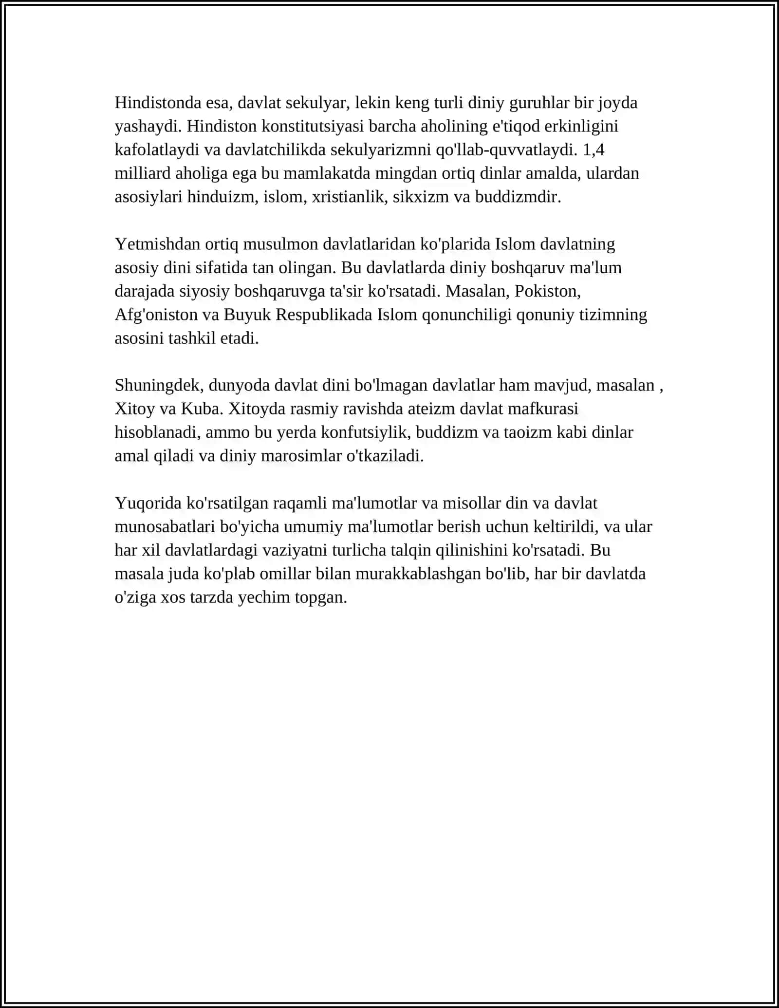 MUSTAQIL ISH Mavzu: VIJDON VA E'TIQOD ERKINLIGI TARIFI 4