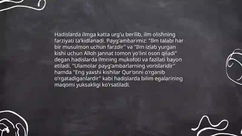 Islomda ilm olishga bo'lgan targ'ibot 4