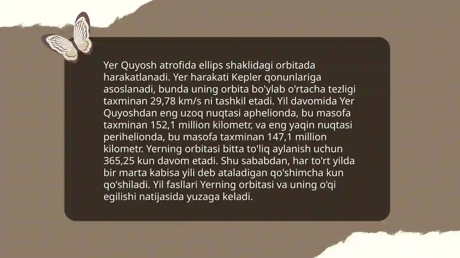Yerning o'z o'qi va quyosh atrofida aylanishi 4