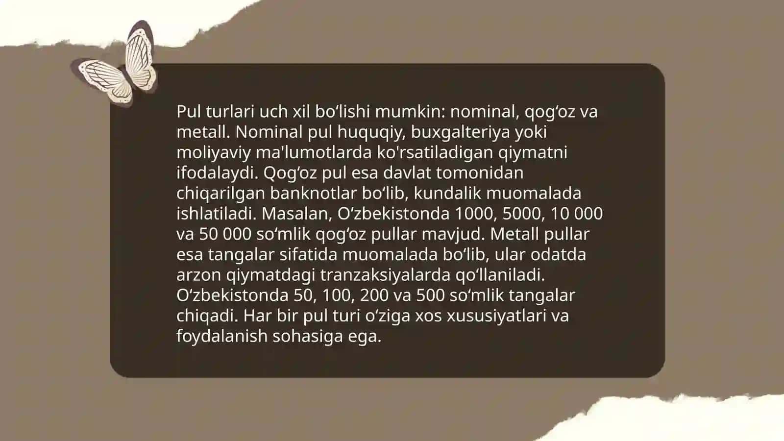 Pul Haqida Tushunchalarni Shakllantirish 4