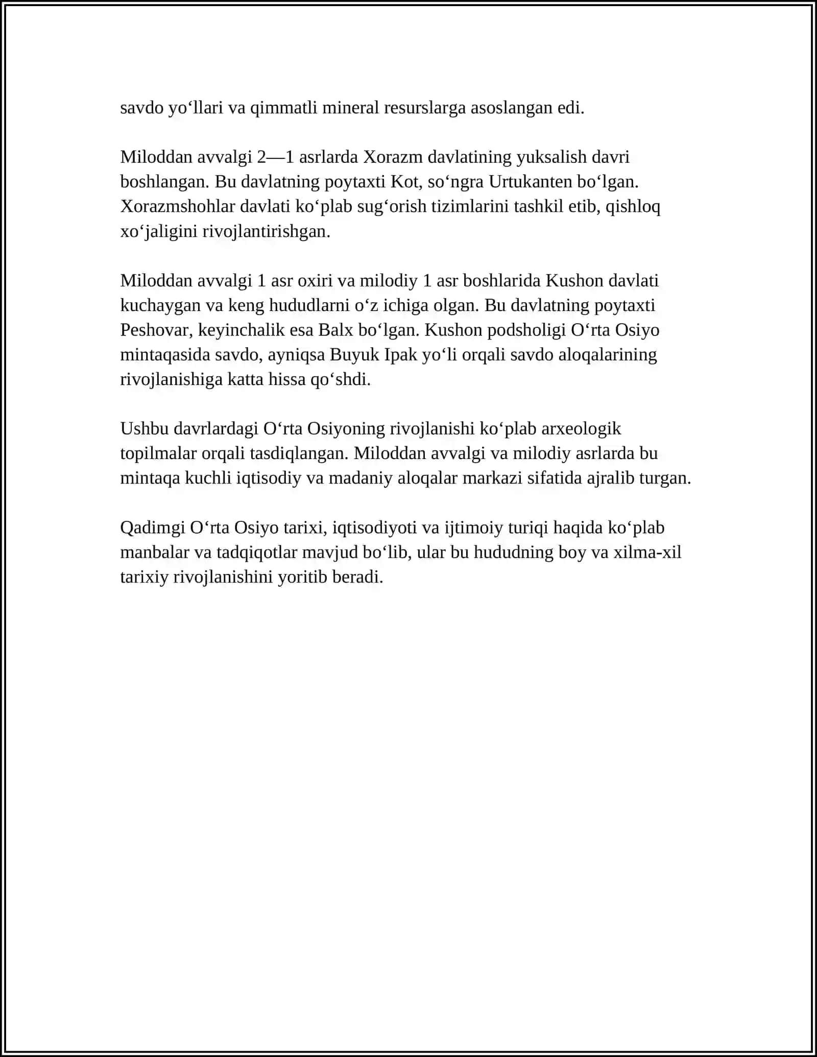 O‘RTA OSIYO TARIXINING QADIMGI TARIXI YUNON VA RIM YOZMA MANBALARIDAGI YORITILISHI 4