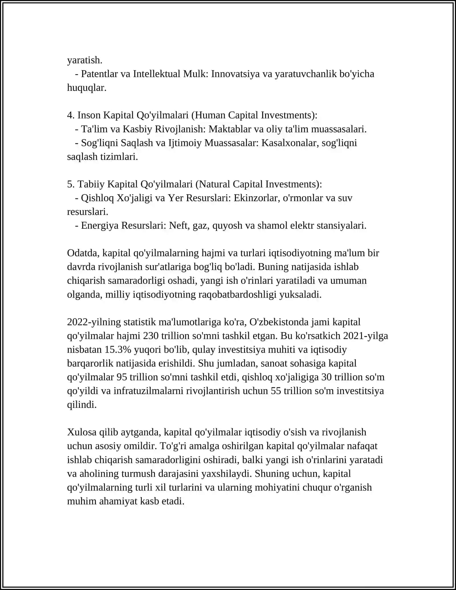 Kapital Qo’yilmalar Bozori va Uning Xususiyatlari 4