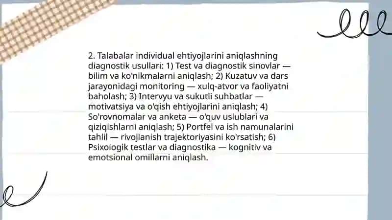 Tabaqalashtirilgan texnologiya individual o'ziga xosliklari 4