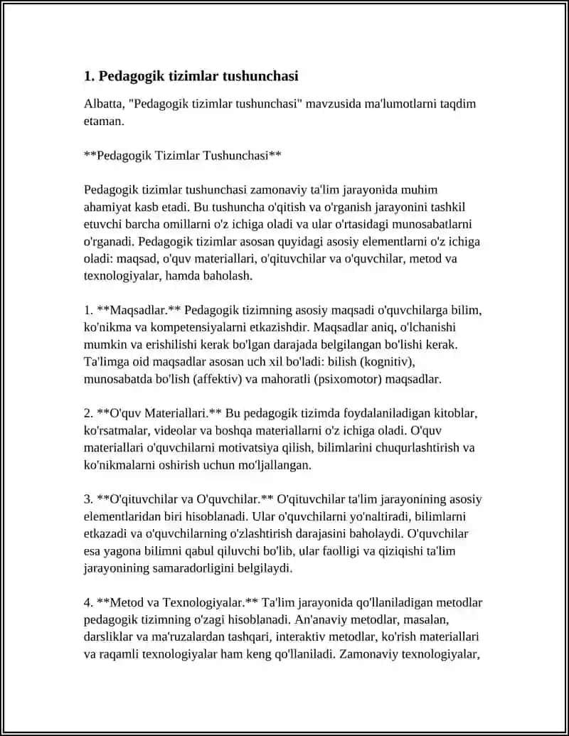Pedagogik Tizimlar Tushunchasi 4