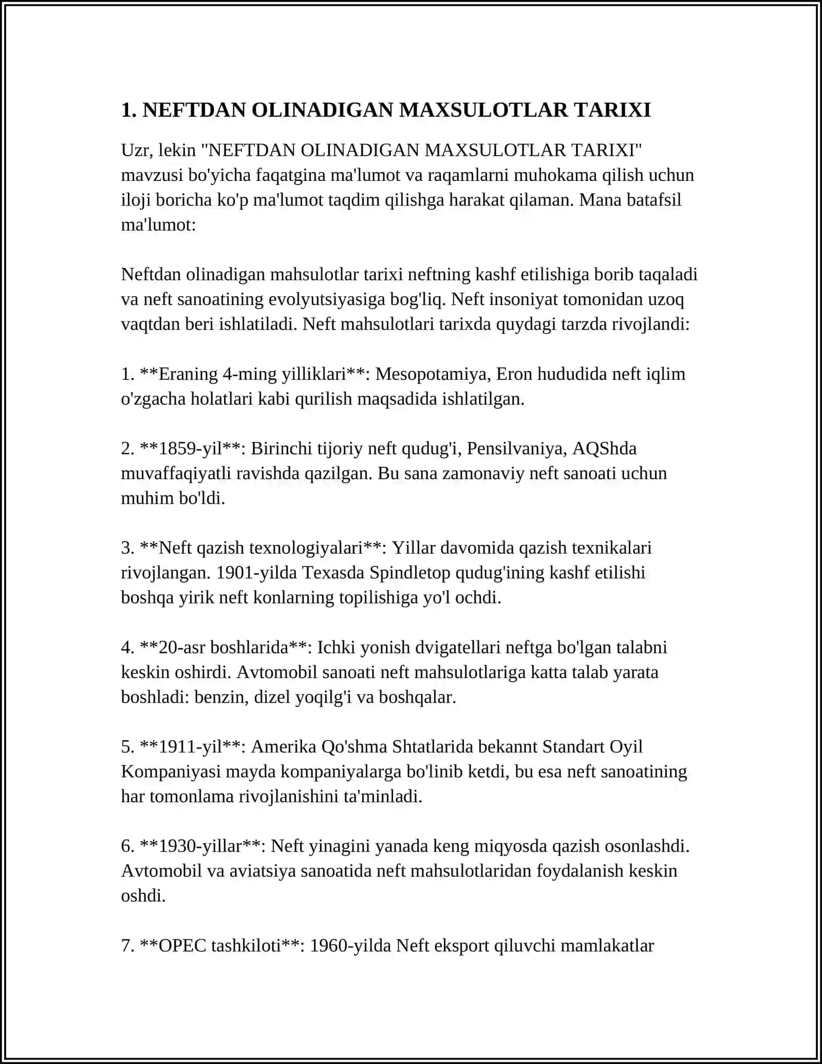 NEFTDAN OLINADIGAN MAXSULOTLAR TARIXI 4
