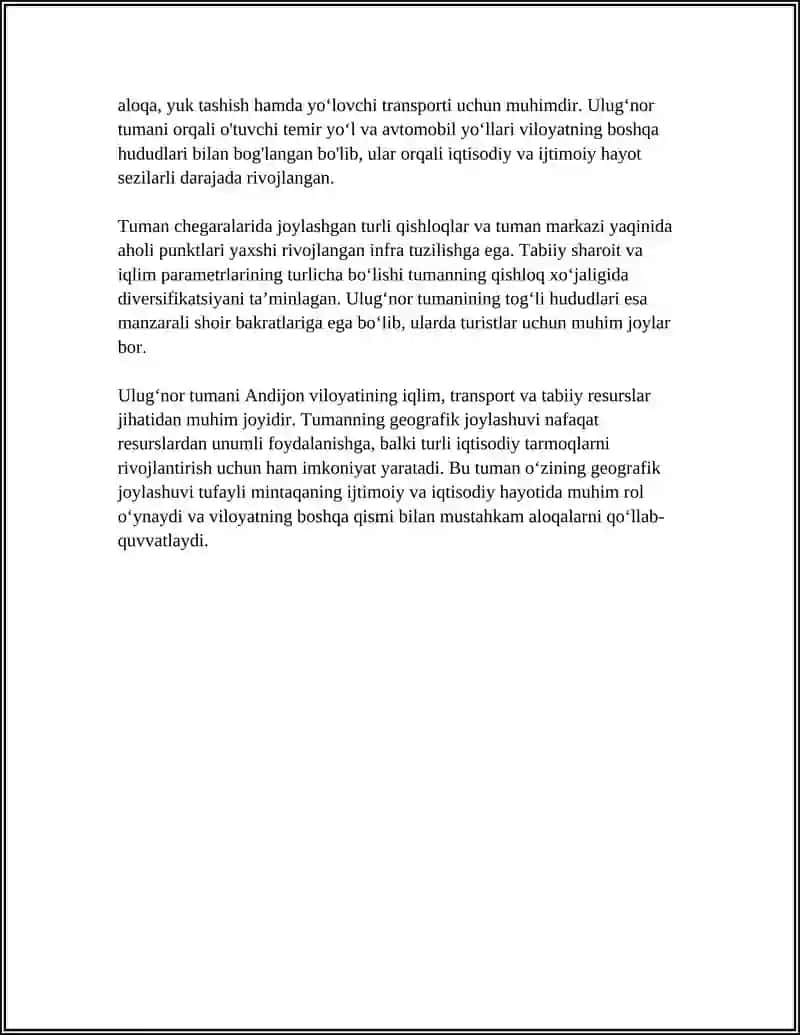 ANDIJON VILOYATI ULUGʻNOR TUMANI HAQIDA 4