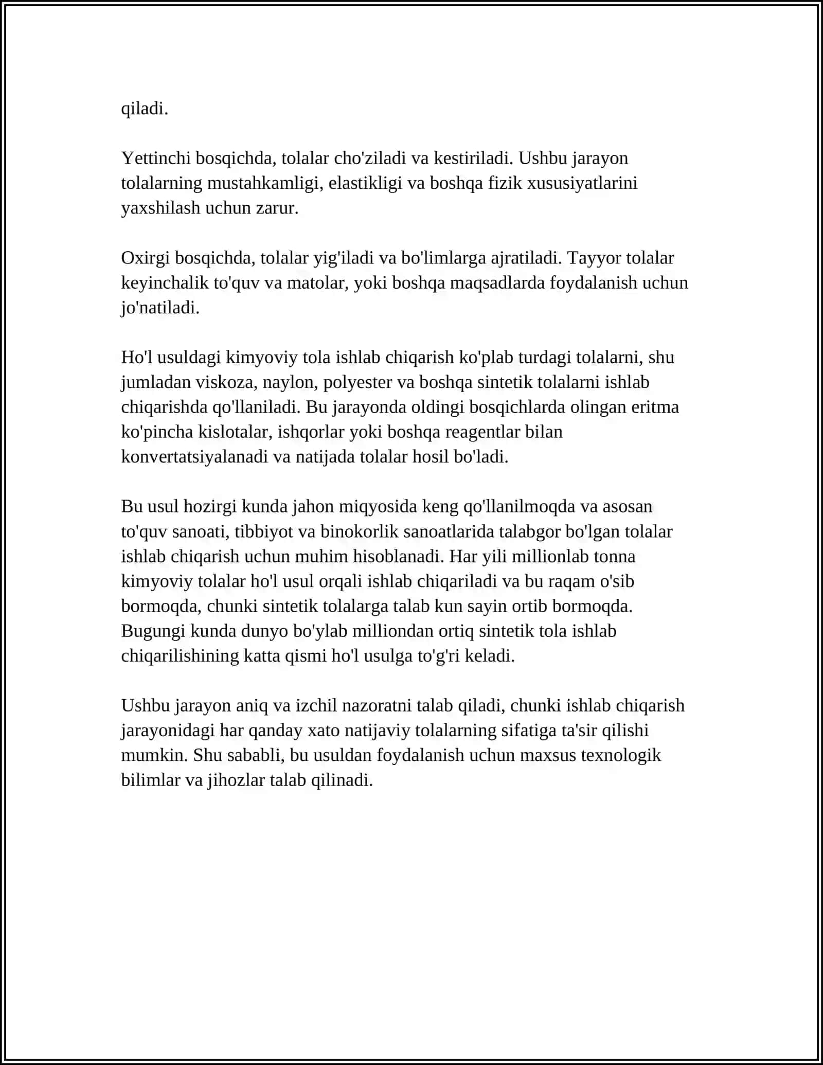 HOʻL USULDA KIMYOVIY TOLA OLISH TEXNOLOGIYASI VA JIHOZLARI 4