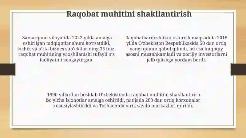 Iqtisodiy islohotlar xususiy mulkchilikning shakllaninishi 4
