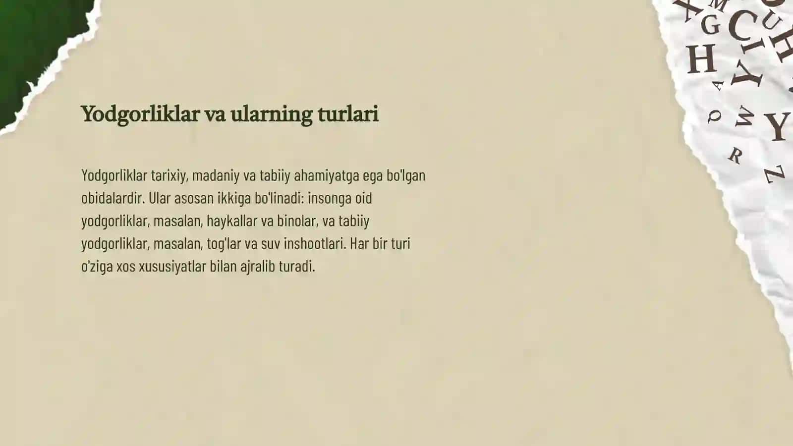 Yodgorliklarning asosiy turlari 4
