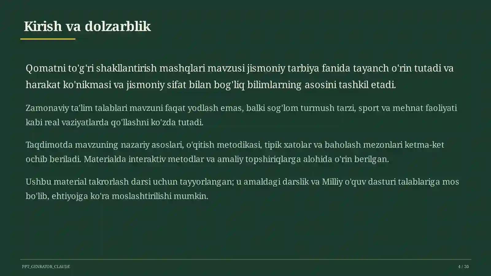 Qomatni to'g'ri shakllantirish mashqlari (2-sinf) 4