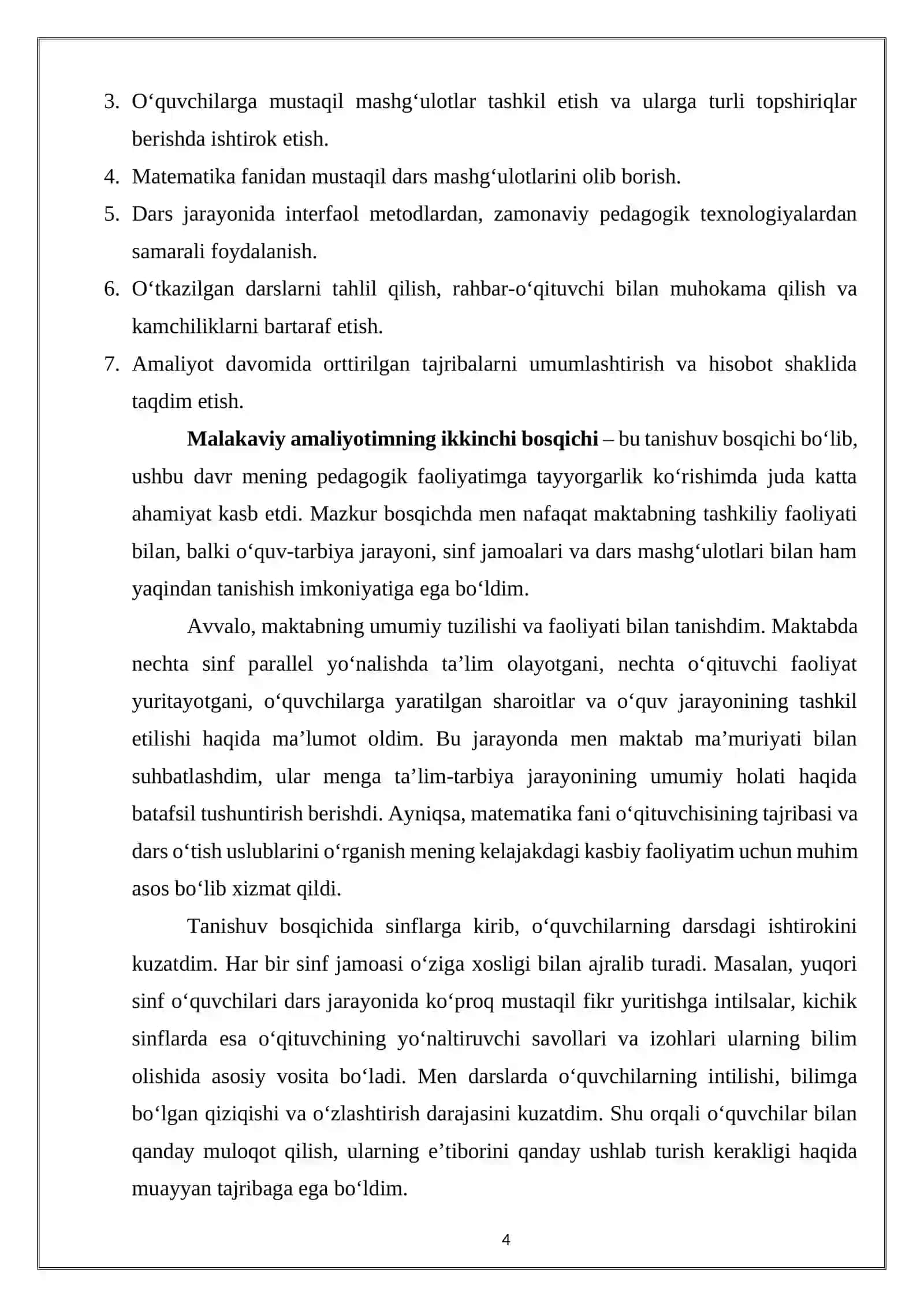 MALAKAVIY AMALIYOT BO‘YICHA HISOBOTI 4
