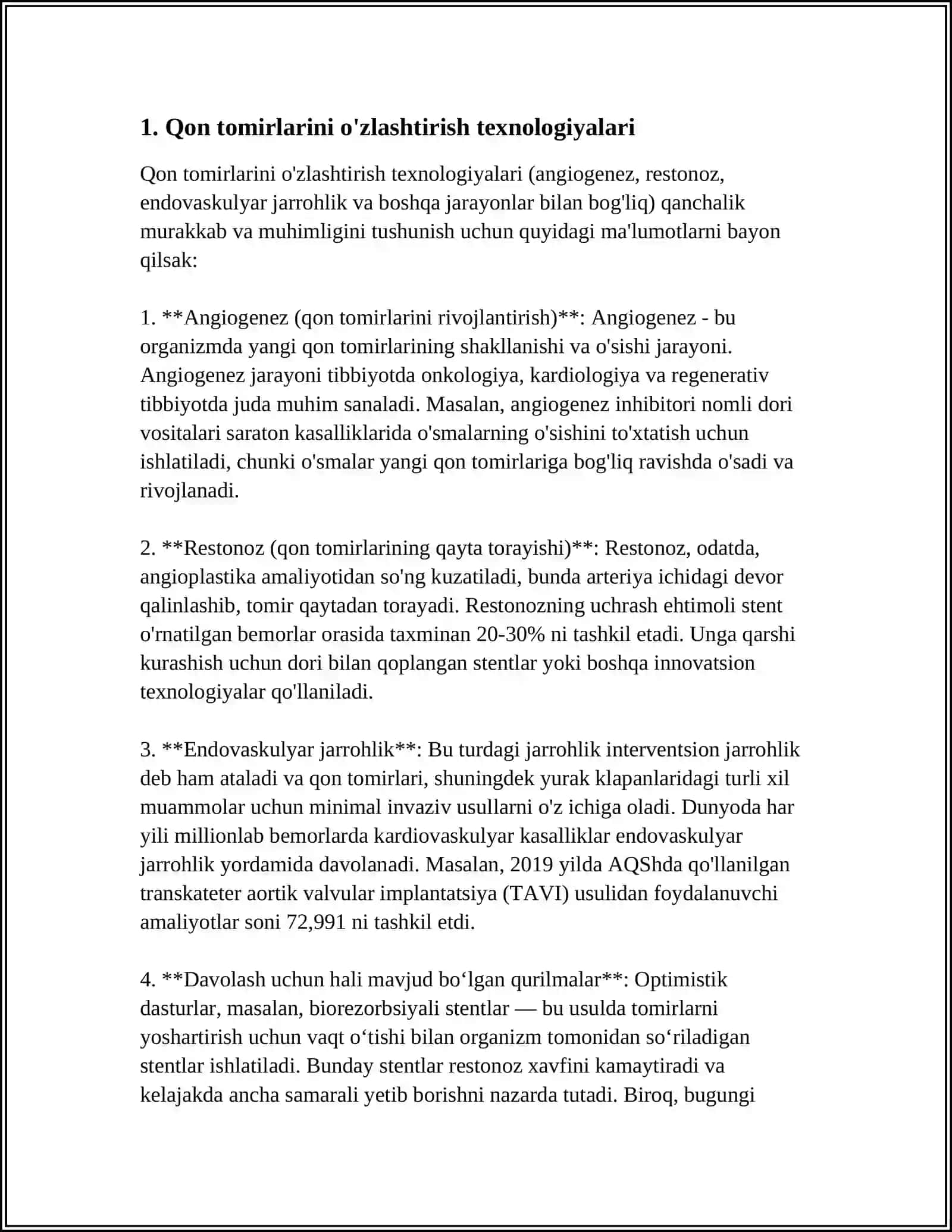 QON TÒXTATISH USULLARIDA ZAMONAVIY STENTLARDAN FOYDALANISH 4