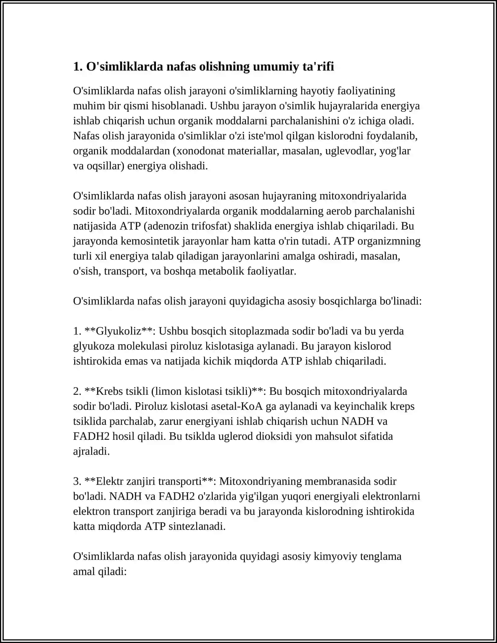 OʻSIMLIKLARDA NAFAS OLISHNING EKOLOGIK VA ONTOGENETIK ASPEKTLARI 4