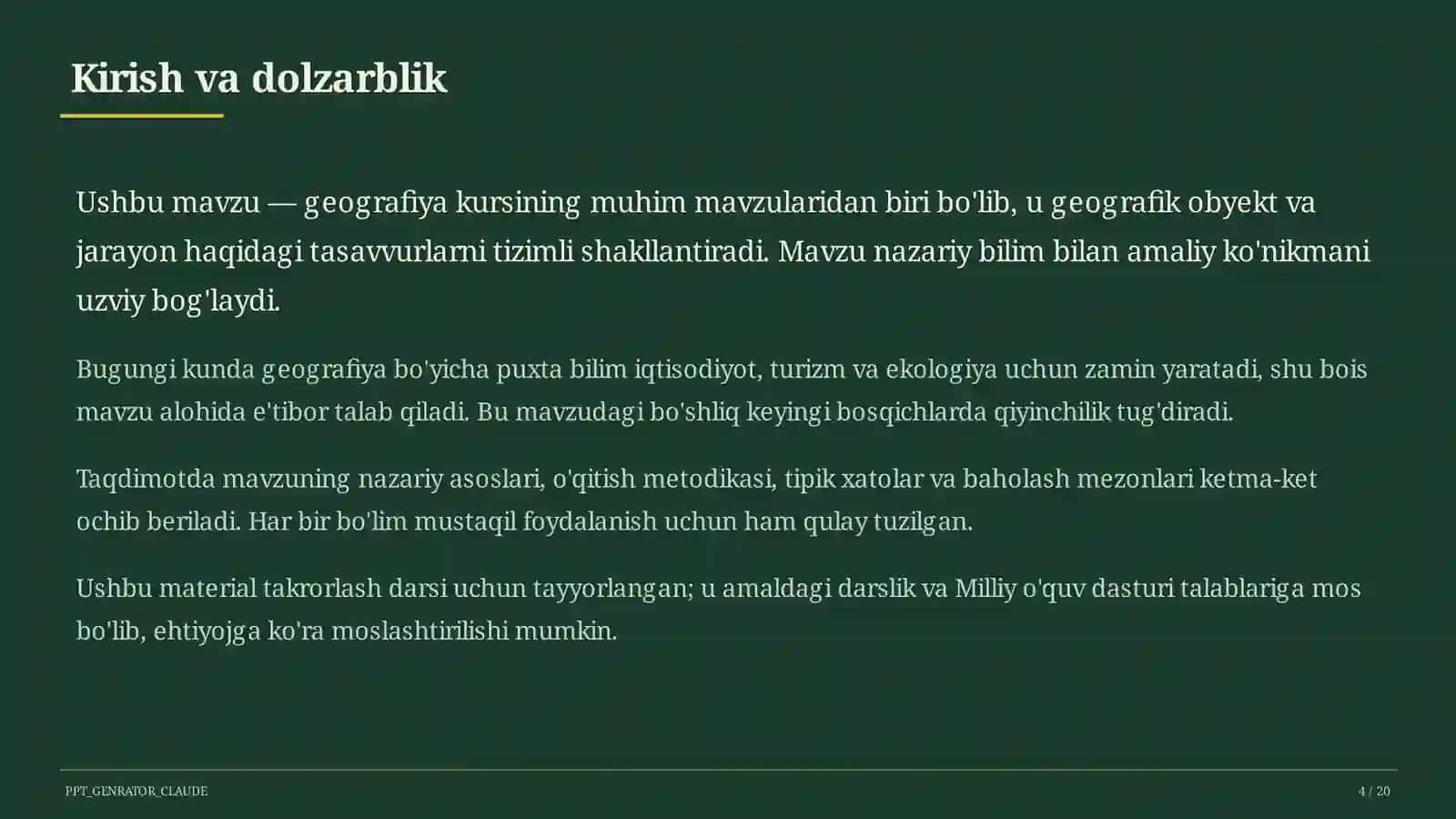 Turizm geografiyasi va O'zbekistonning turistik salohiyati (11-sinf) 4