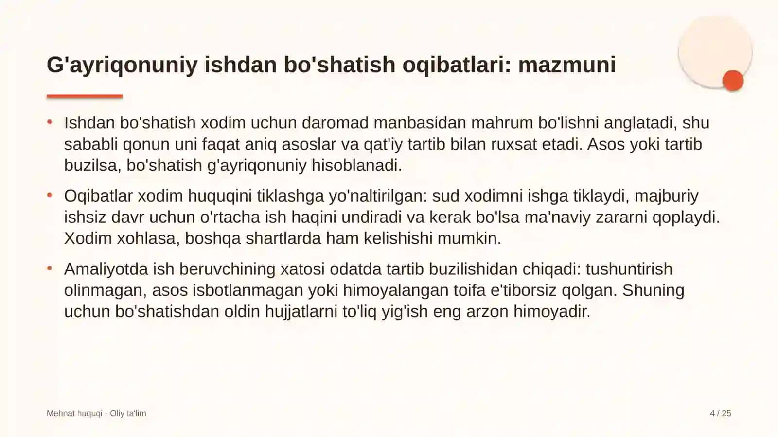 Etnoturizmda g'ayriqonuniy ishdan bo'shatishning huquqiy oqibatlari 4