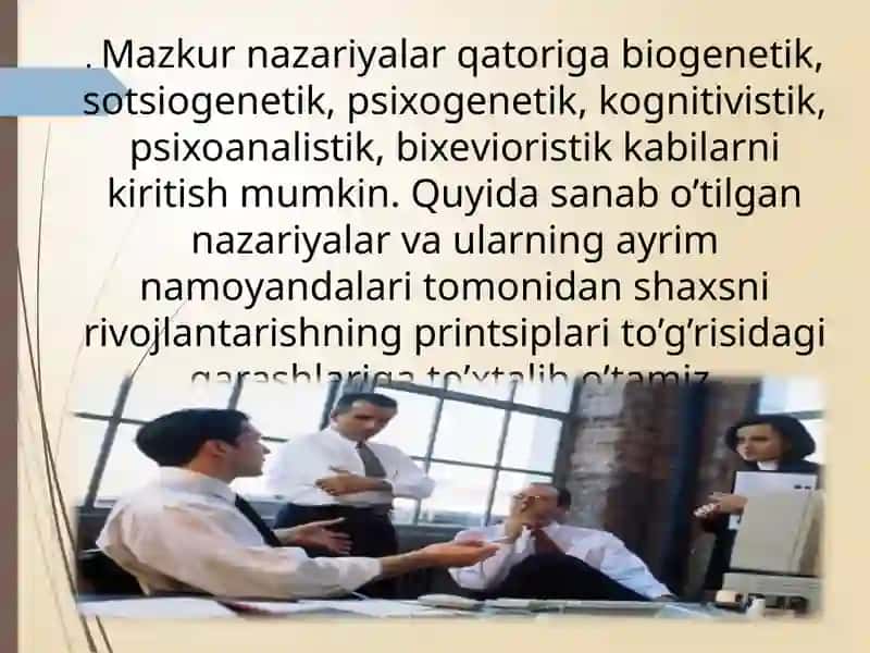 Chеt el psiхоlоgiyasida shaxs nazariyalari Taqdimot uchun 4