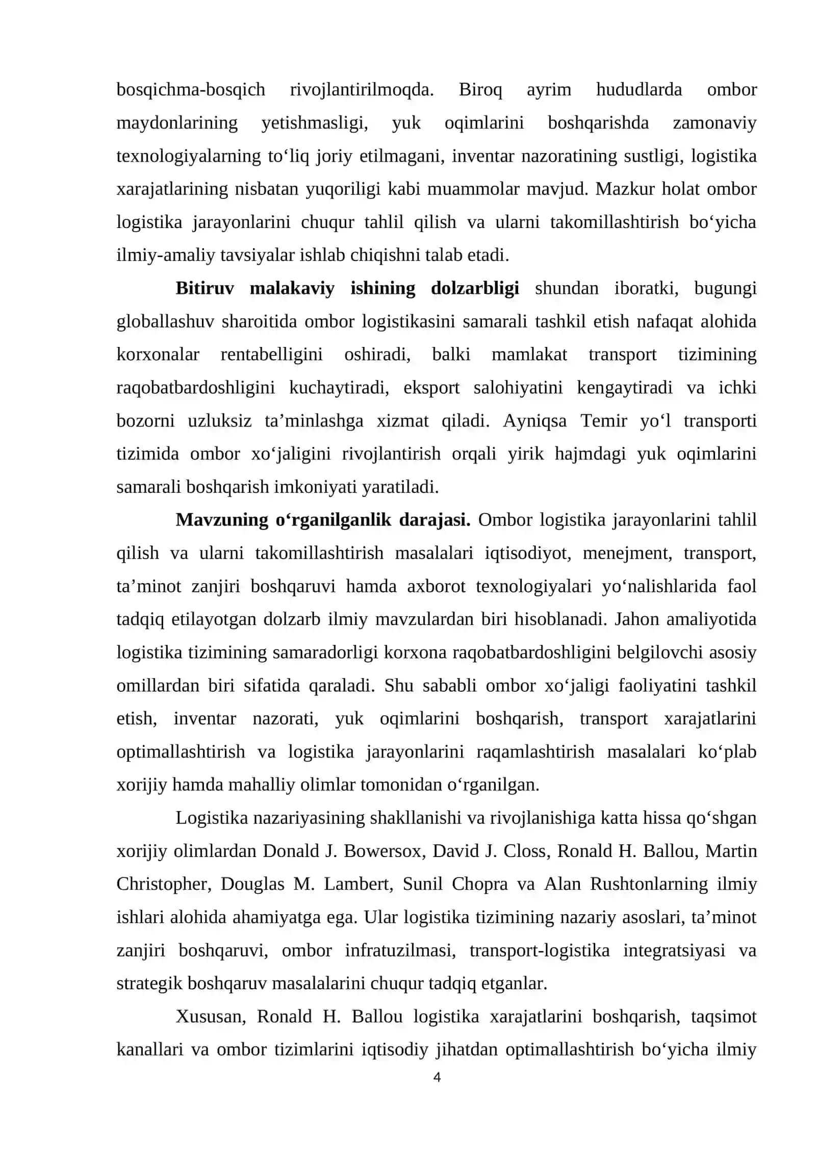 ОMBОRDАGI LОGISTIKА JАRАYОNLАRINI TАHLIL QILISH VА ULАRNI TАKОMILLАSHTIRISH USULLАRI 4