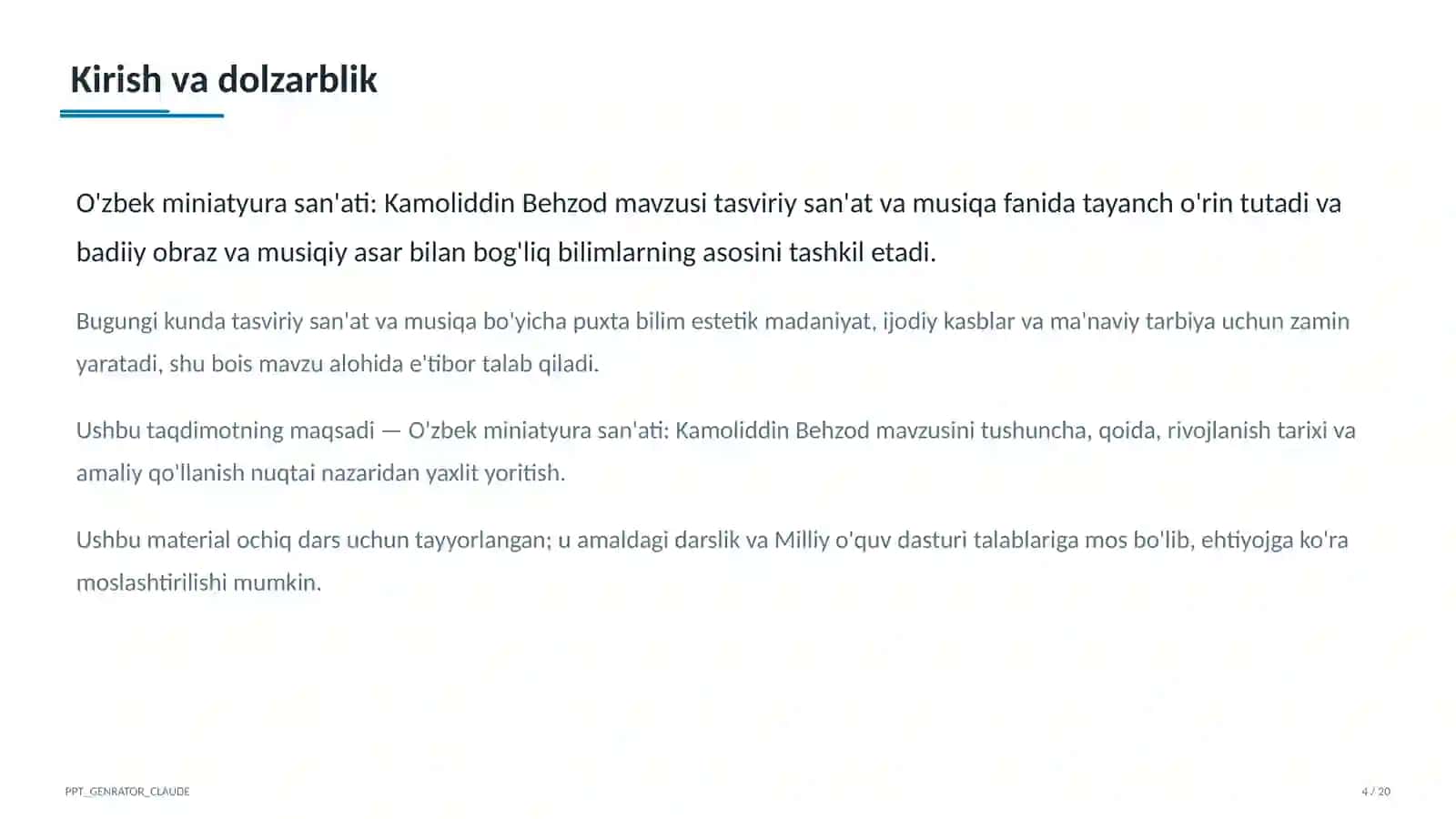 O'zbek miniatyura san'ati: Kamoliddin Behzod (5-sinf) 4