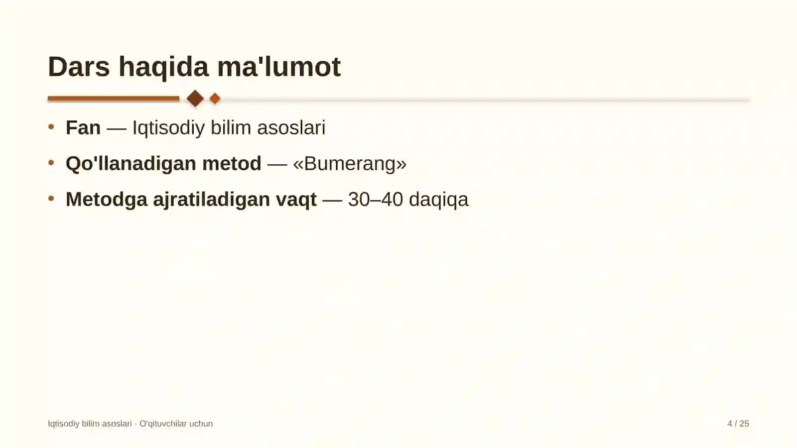 iqtisodiy bilim asoslari darslarida bumerang metodidan foydalanish 1573 4