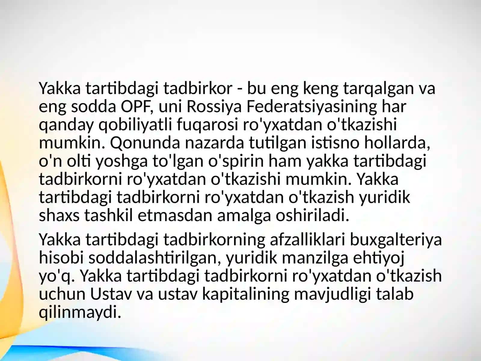 Korxonalarning tashkiliy-huquqiy shakllari (yakka egalik, sherikchilik va korporatsiya) va ularning uyish malari 4