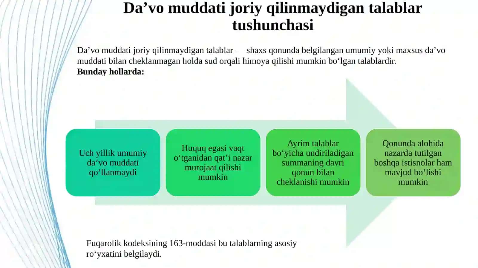 Da’vo Muddati Talab Qilinmaydigan Holatlar 4