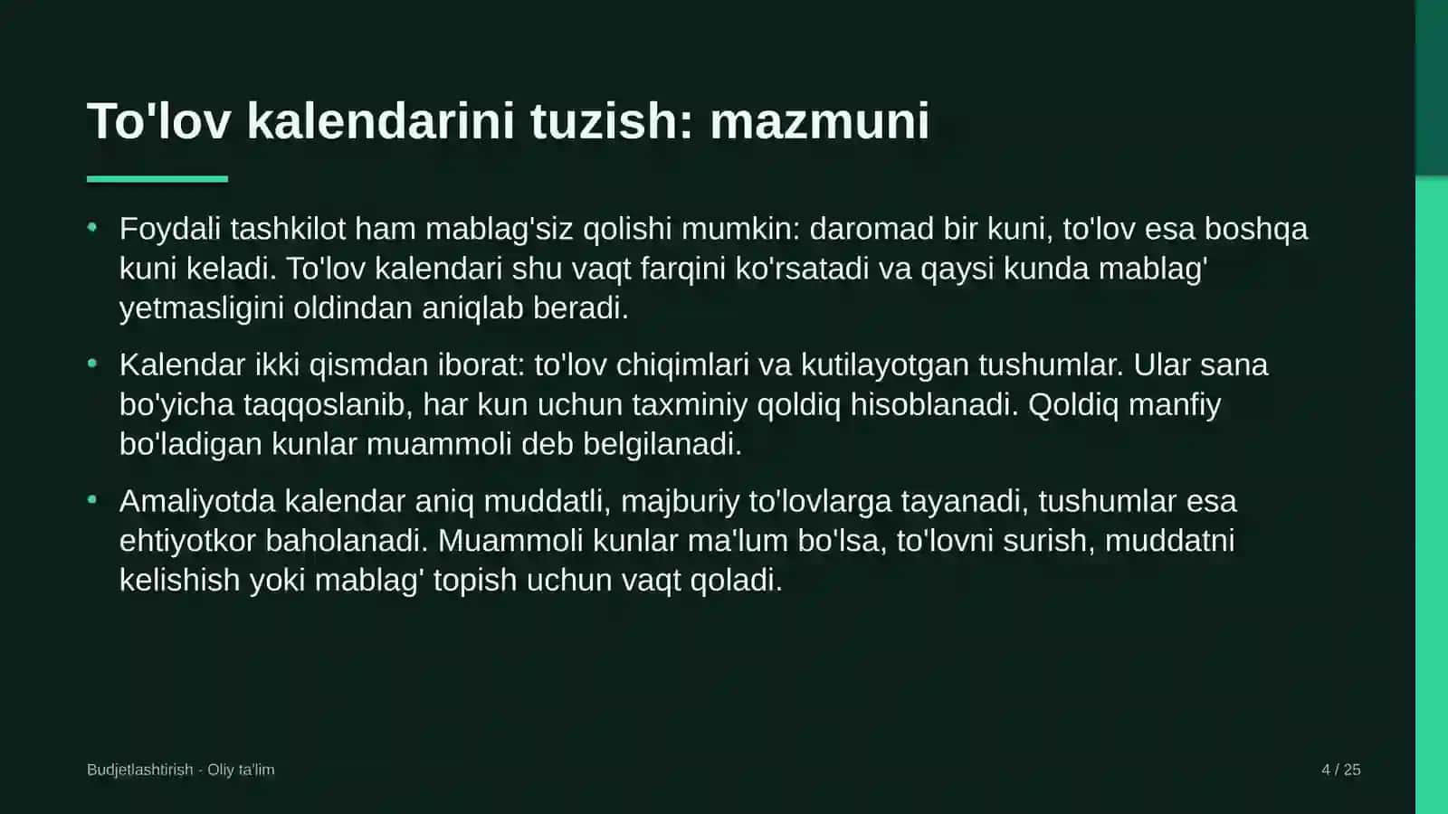 muzey qo'riqxonalarda to'lov kalendarini tuzish 7835 4